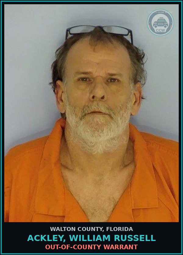 Booking mugshot of ACKLEY, WILLIAM RUSSELL in Walton County