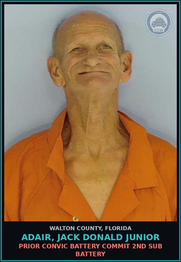 Booking mugshot of ADAIR, JACK DONALD Junior in Walton County