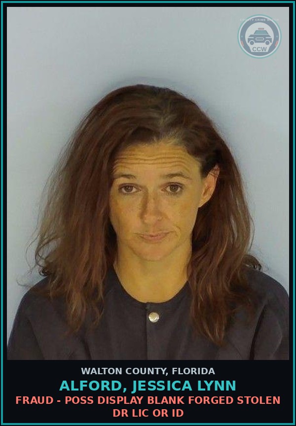 Booking mugshot of ALFORD, JESSICA LYNN in Walton County