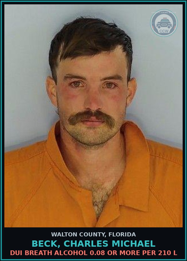 Booking mugshot of BECK, CHARLES MICHAEL in Walton County