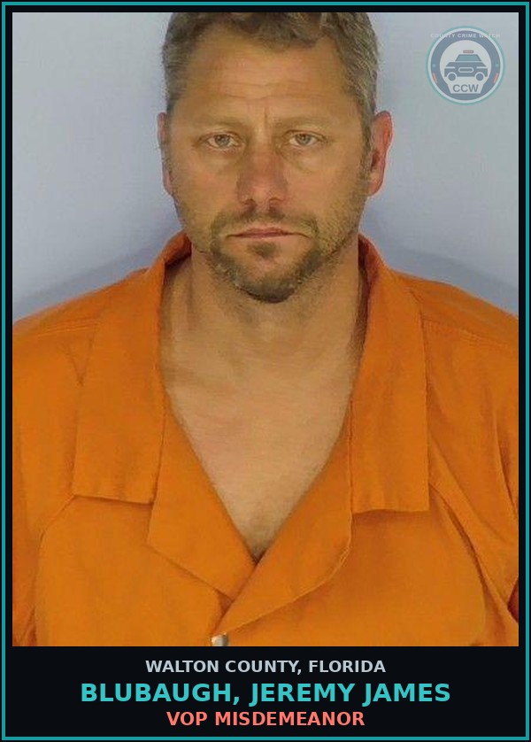Booking mugshot of BLUBAUGH, JEREMY JAMES in Walton County
