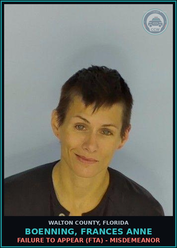 Booking mugshot of BOENNING, FRANCES ANNE in Walton County