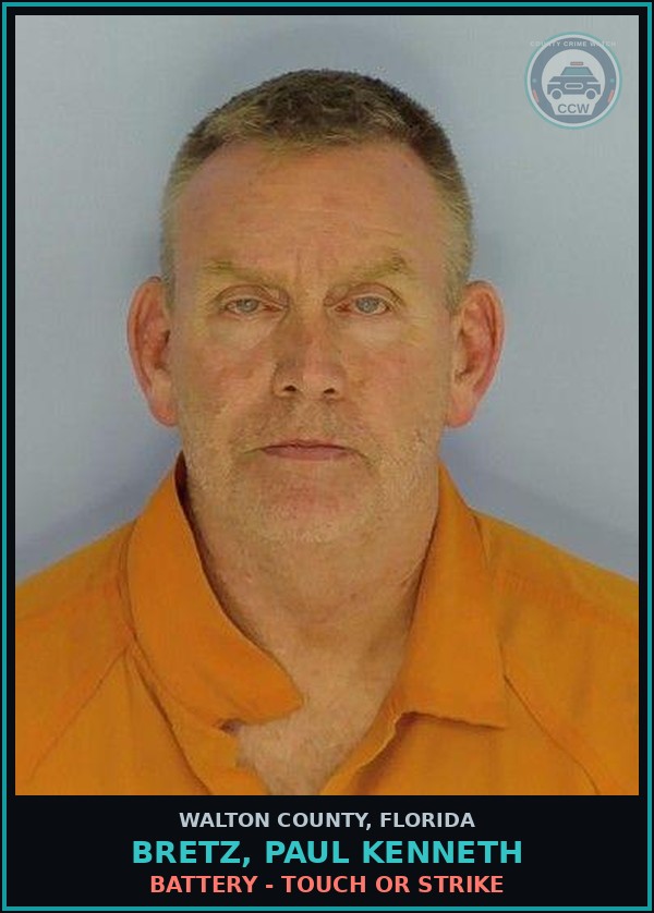 Booking mugshot of BRETZ, PAUL KENNETH in Walton County