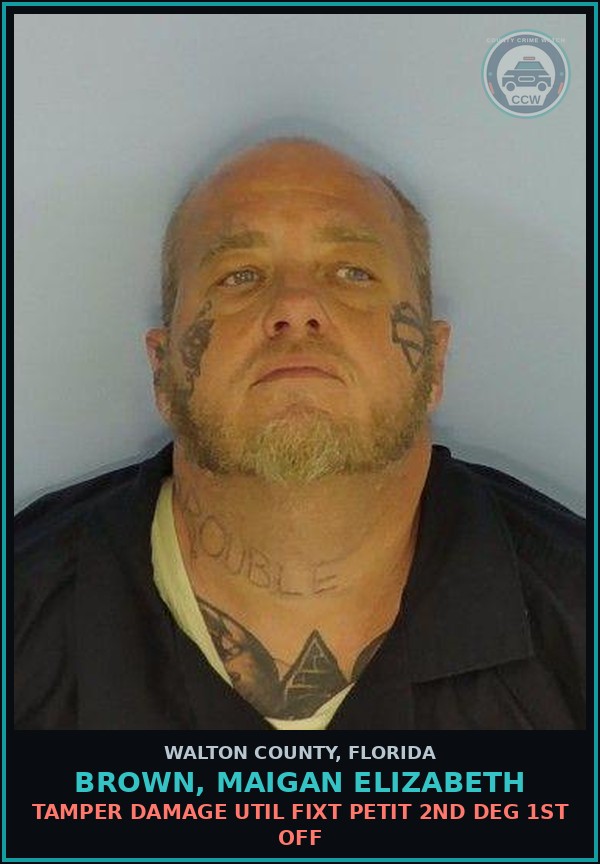 Booking mugshot of BROWN, MAIGAN ELIZABETH in Walton County