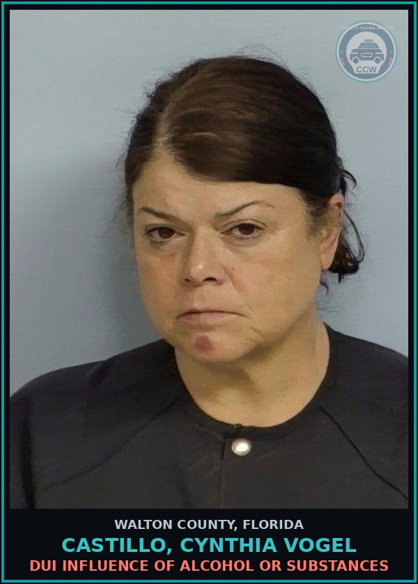 Booking mugshot of CASTILLO, CYNTHIA VOGEL in Walton County