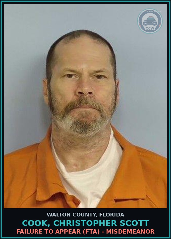 Booking mugshot of COOK, CHRISTOPHER SCOTT in Walton County