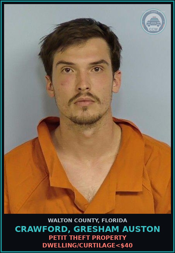 Booking mugshot of CRAWFORD, GRESHAM AUSTON in Walton County