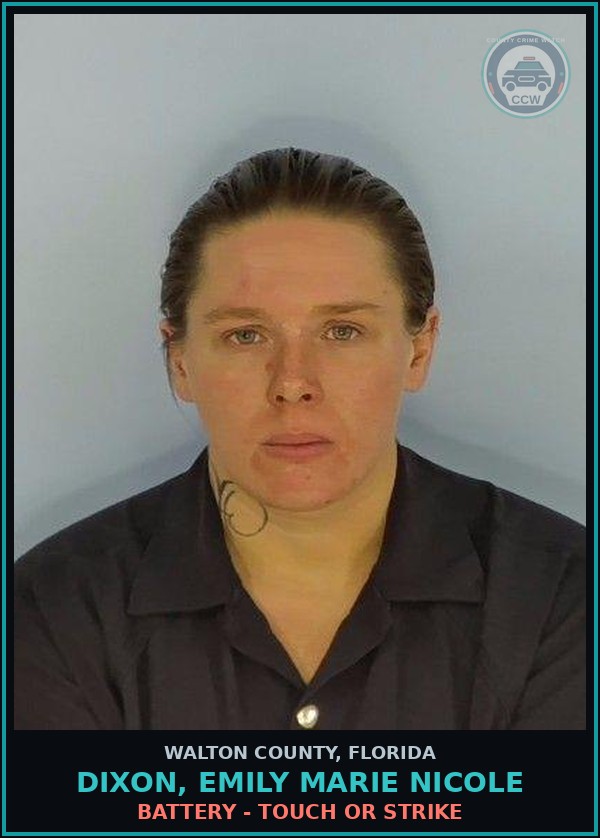 Booking mugshot of DIXON, EMILY MARIE NICOLE in Walton County