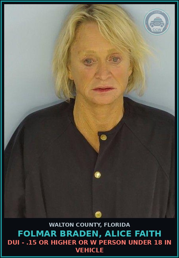 Booking mugshot of FOLMAR BRADEN, ALICE FAITH in Walton County
