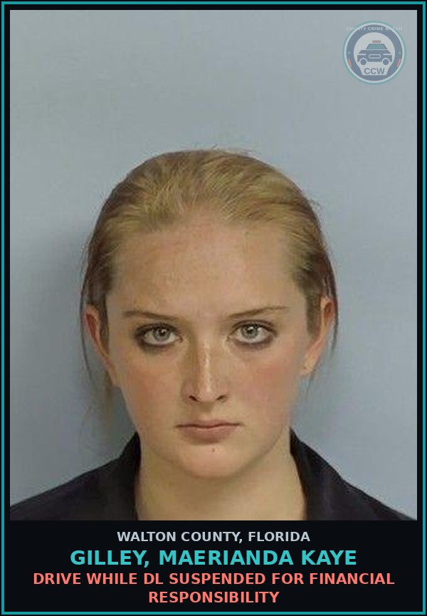 Booking mugshot of GILLEY, MAERIANDA KAYE in Walton County