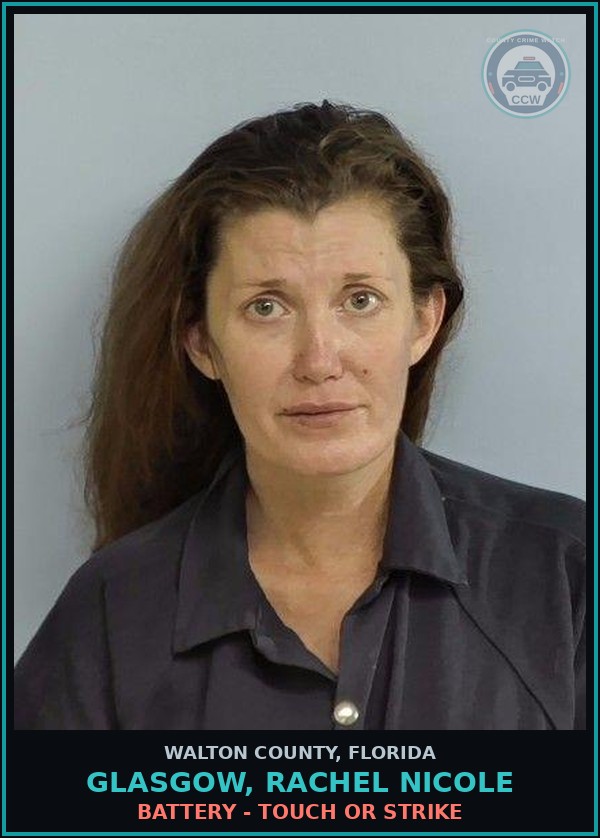 Booking mugshot of GLASGOW, RACHEL NICOLE in Walton County