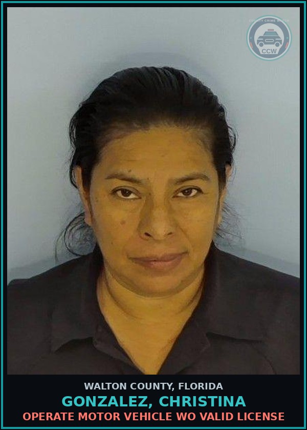 Booking mugshot of GONZALEZ, CHRISTINA in Walton County