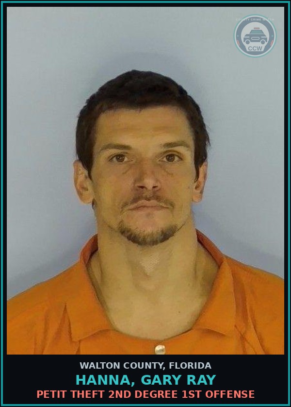 Booking mugshot of HANNA, GARY RAY in Walton County
