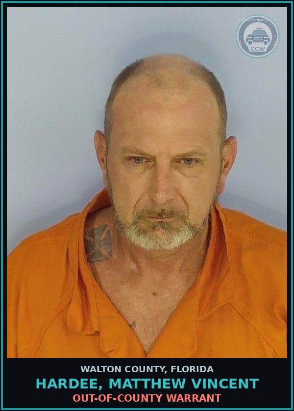 Booking mugshot of HARDEE, MATTHEW VINCENT in Walton County
