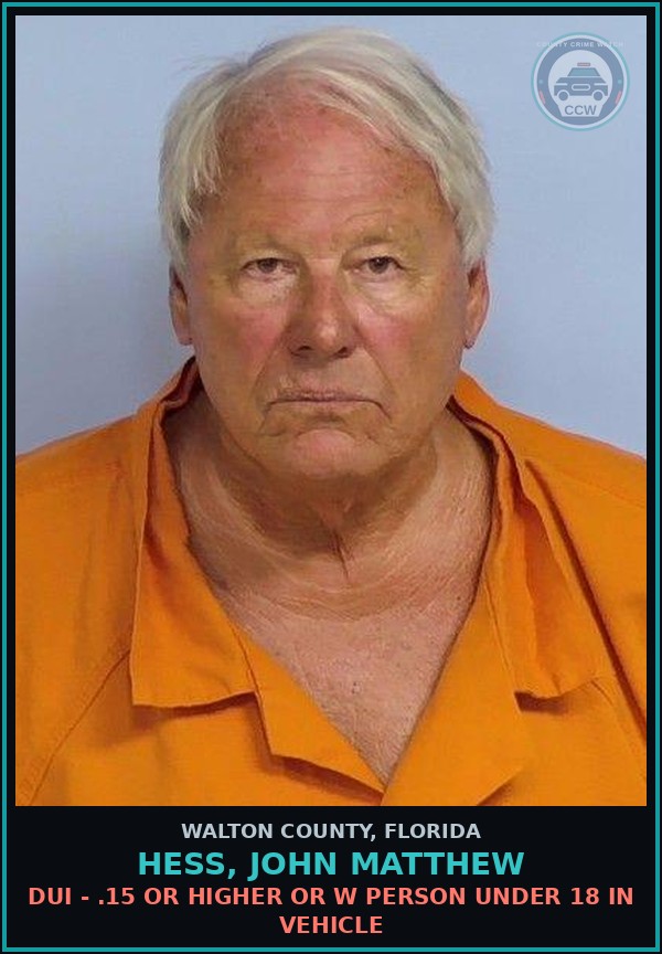 Booking mugshot of HESS, JOHN MATTHEW in Walton County