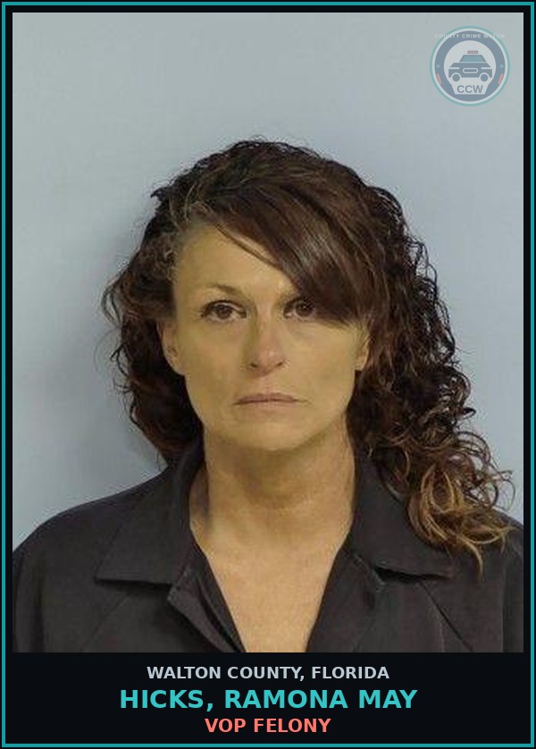 Booking mugshot of HICKS, RAMONA MAY in Walton County