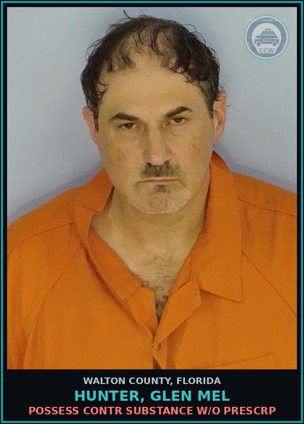 Booking mugshot of HUNTER, GLEN MEL in Walton County