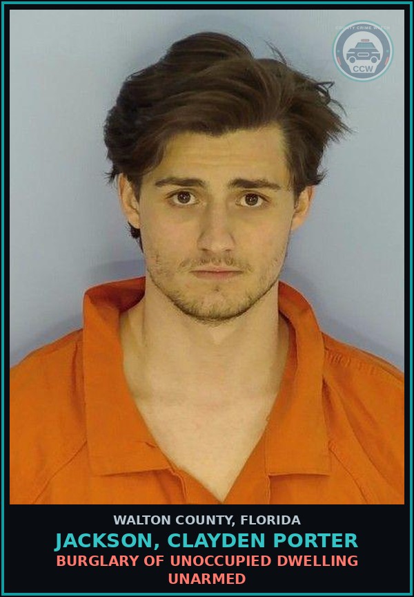 Booking mugshot of JACKSON, CLAYDEN PORTER in Walton County