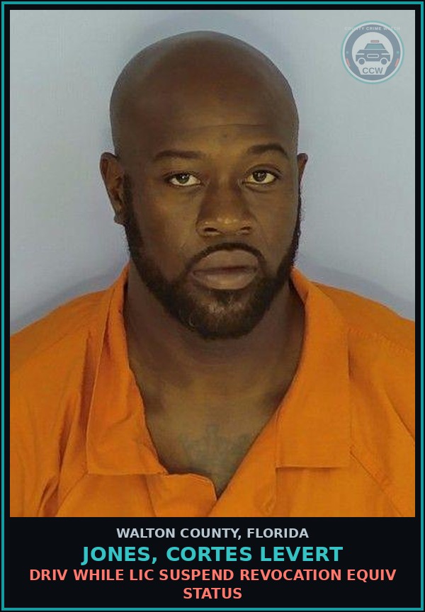 Booking mugshot of JONES, CORTES LEVERT in Walton County