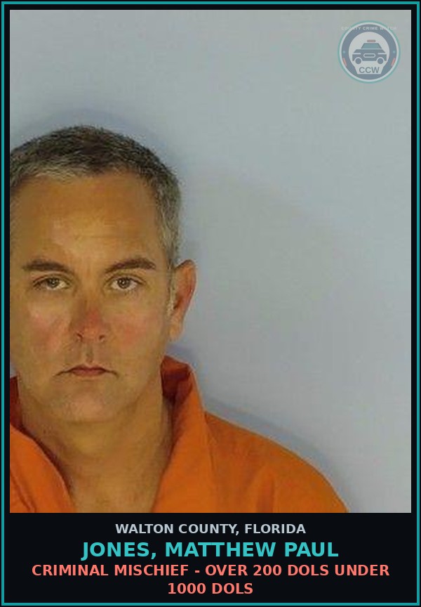 Booking mugshot of JONES, MATTHEW PAUL in Walton County