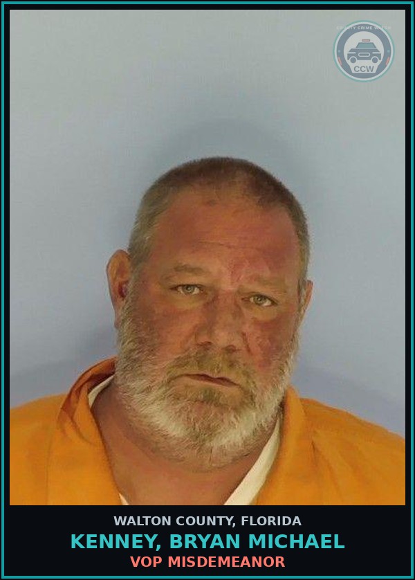 Booking mugshot of KENNEY, BRYAN MICHAEL in Walton County
