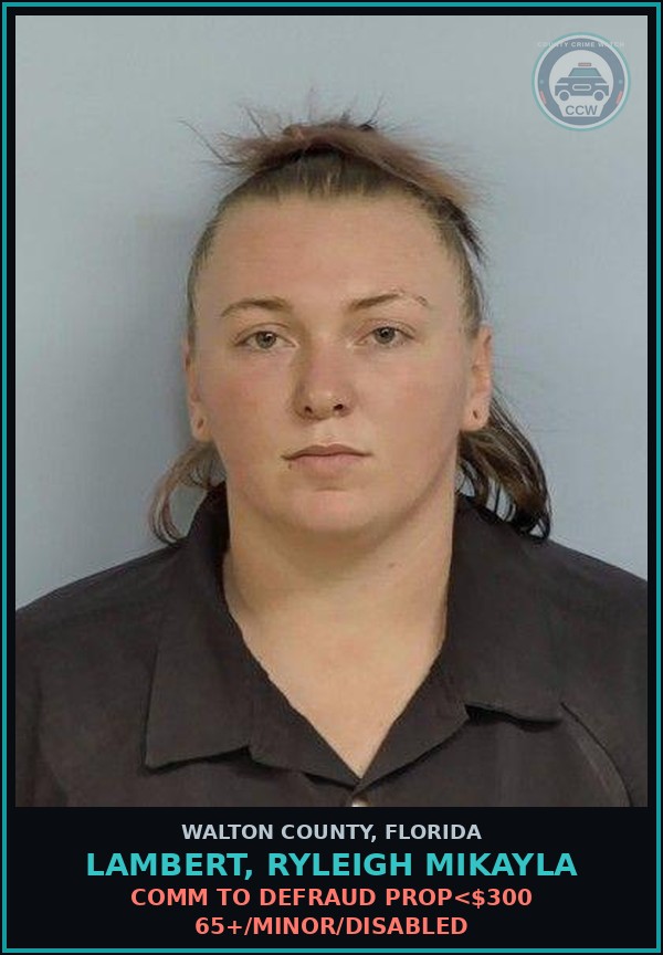 Booking mugshot of LAMBERT, RYLEIGH MIKAYLA in Walton County