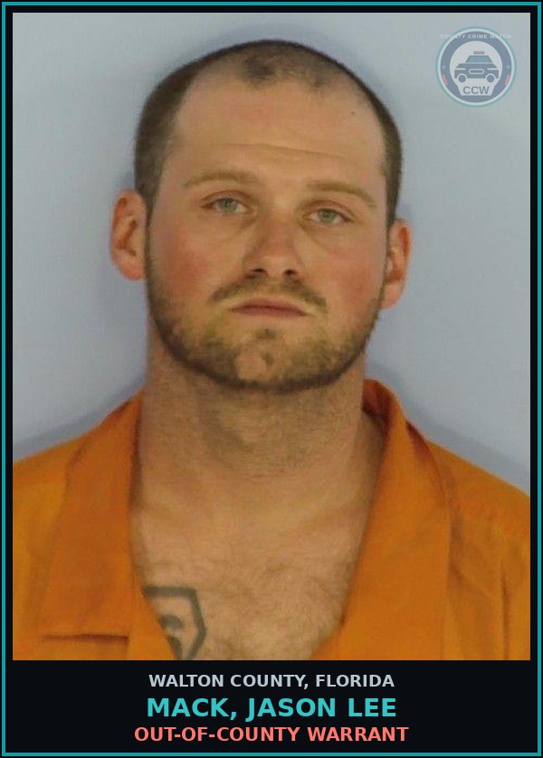 Booking mugshot of Mack, Jason Lee in Walton County