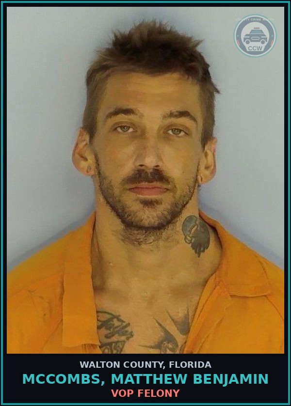 Booking mugshot of MCCOMBS, MATTHEW BENJAMIN in Walton County