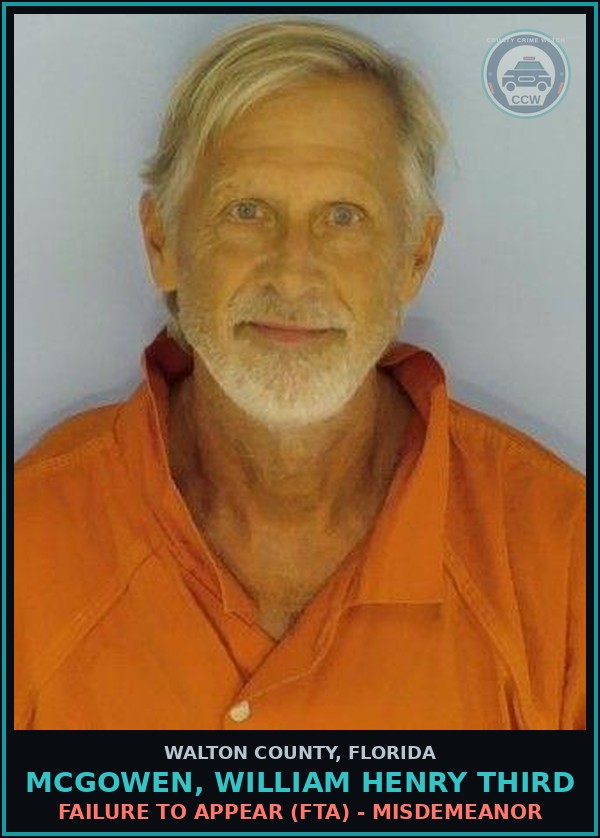 Booking mugshot of MCGOWEN, WILLIAM HENRY Third in Walton County