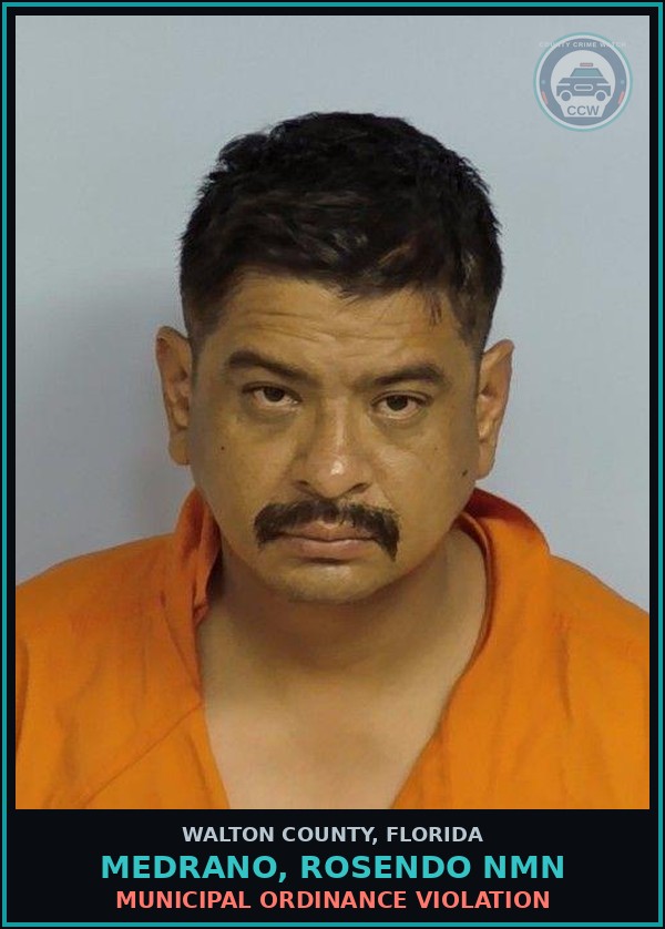 Booking mugshot of MEDRANO, ROSENDO NMN in Walton County
