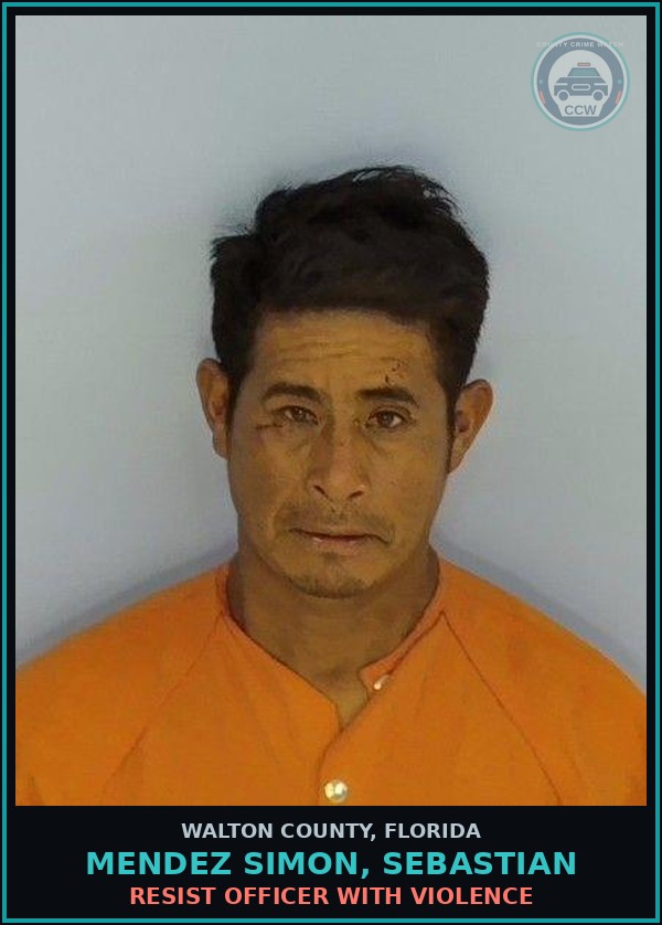 Booking mugshot of Mendez Simon, Sebastian in Walton County