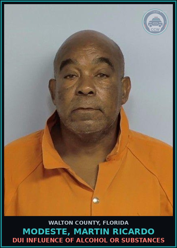 Booking mugshot of MODESTE, MARTIN RICARDO in Walton County