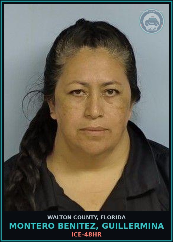 Booking mugshot of MONTERO BENITEZ, GUILLERMINA in Walton County