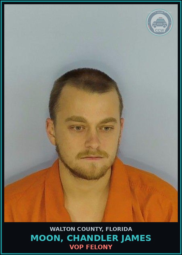 Booking mugshot of MOON, CHANDLER JAMES in Walton County