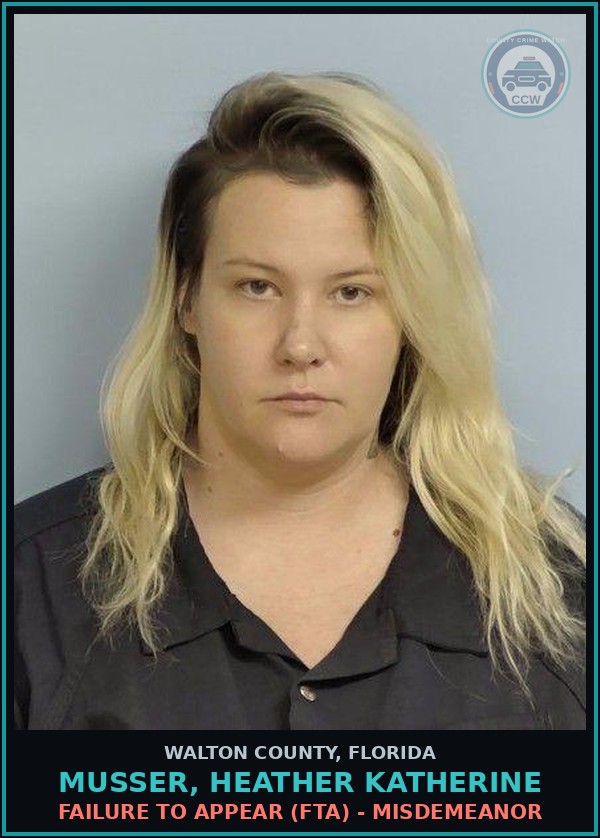 Booking mugshot of MUSSER, HEATHER KATHERINE in Walton County
