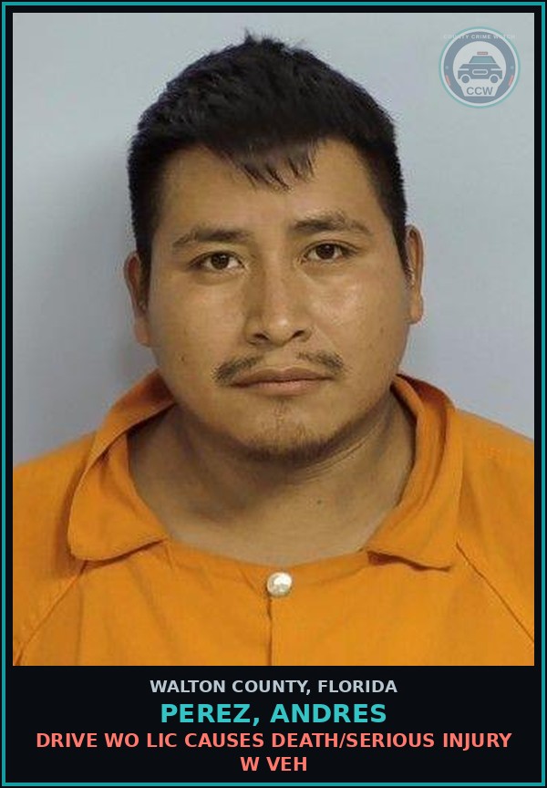 Booking mugshot of PEREZ, ANDRES in Walton County