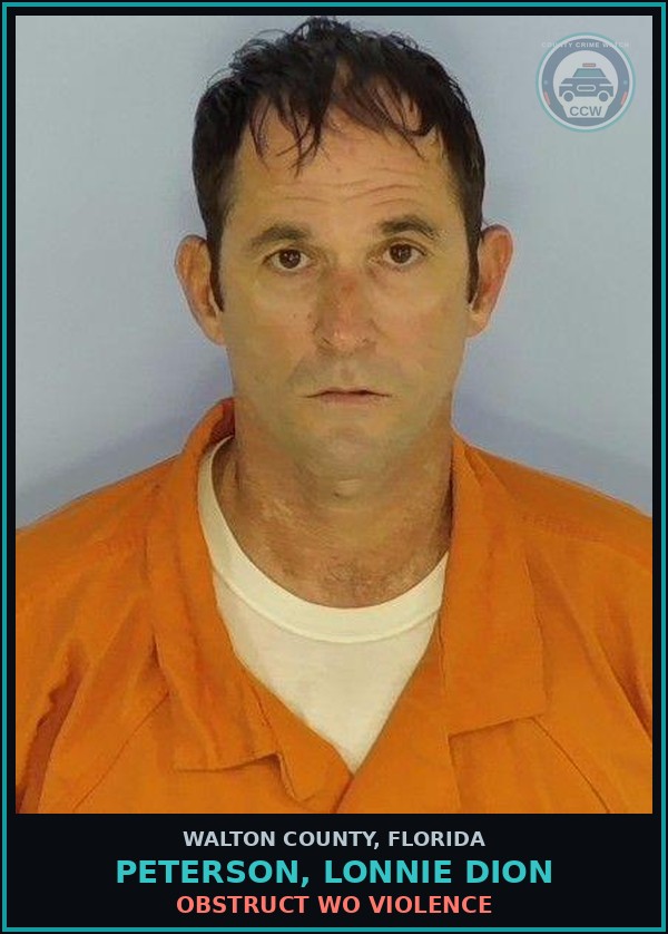 Booking mugshot of PETERSON, LONNIE DION in Walton County