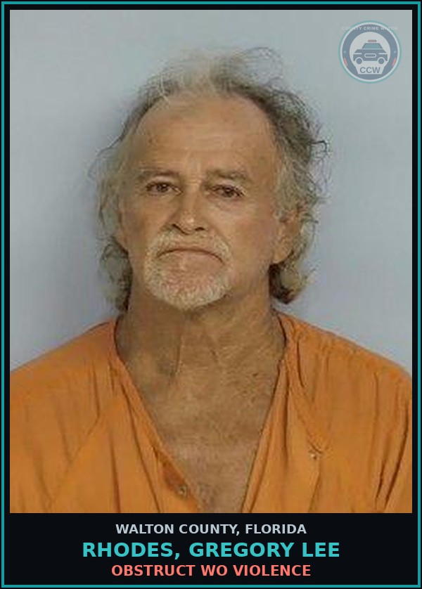 Booking mugshot of RHODES, GREGORY LEE in Walton County