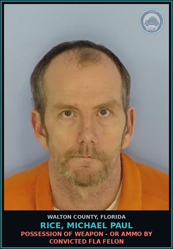 Booking mugshot of RICE, MICHAEL PAUL in Walton County