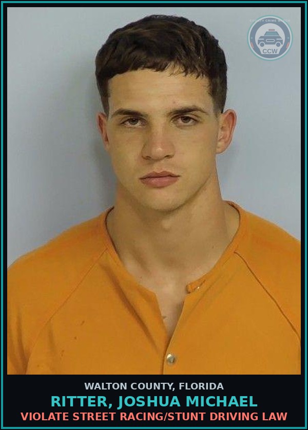 Booking mugshot of RITTER, JOSHUA MICHAEL in Walton County