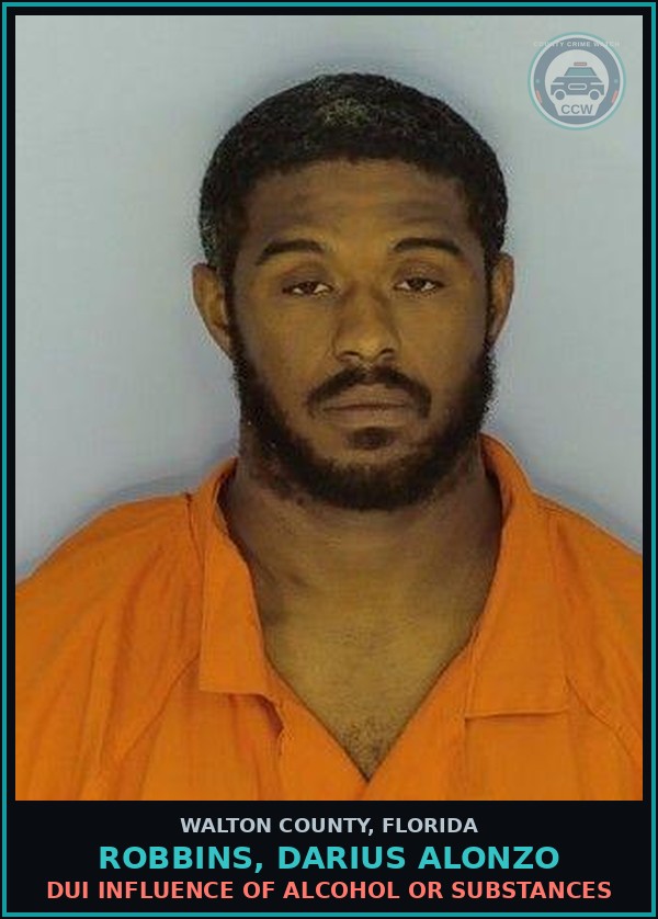Booking mugshot of ROBBINS, DARIUS ALONZO in Walton County