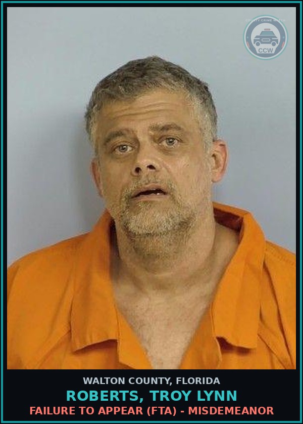 Booking mugshot of ROBERTS, TROY LYNN in Walton County