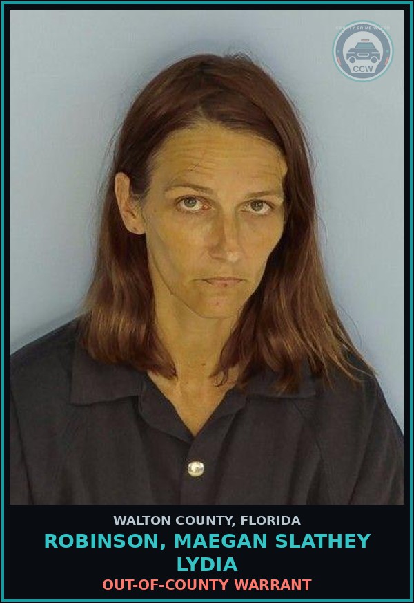 Booking mugshot of ROBINSON, MAEGAN SLATHEY LYDIA in Walton County
