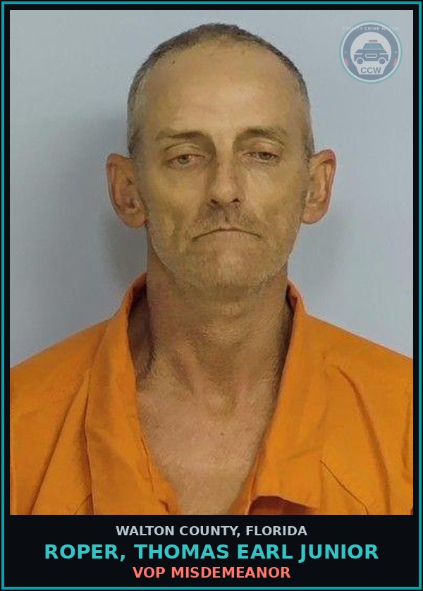 Booking mugshot of ROPER, THOMAS EARL Junior in Walton County