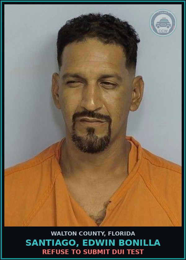 Booking mugshot of SANTIAGO, EDWIN BONILLA in Walton County