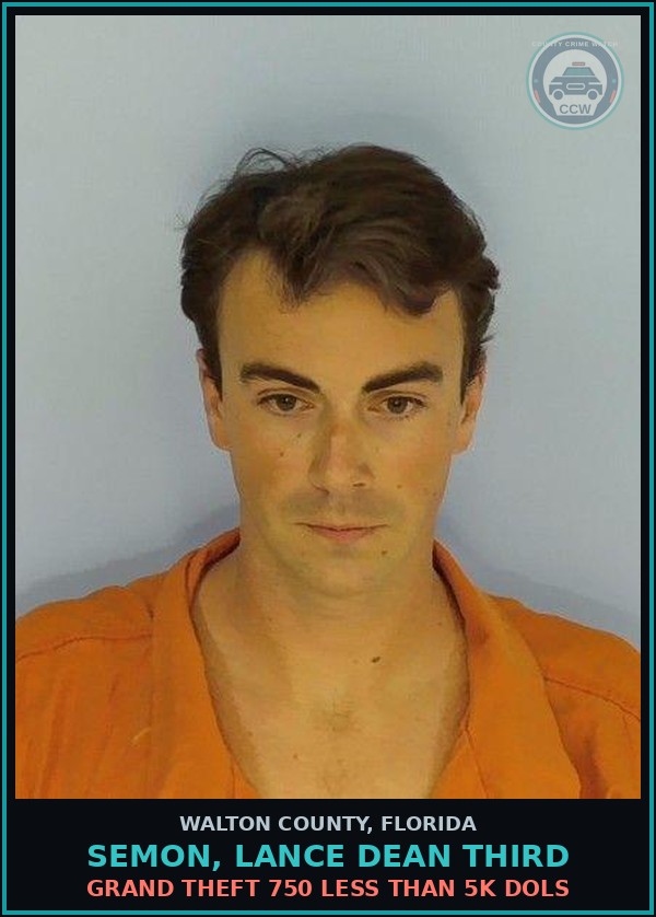 Booking mugshot of SEMON, LANCE DEAN Third in Walton County