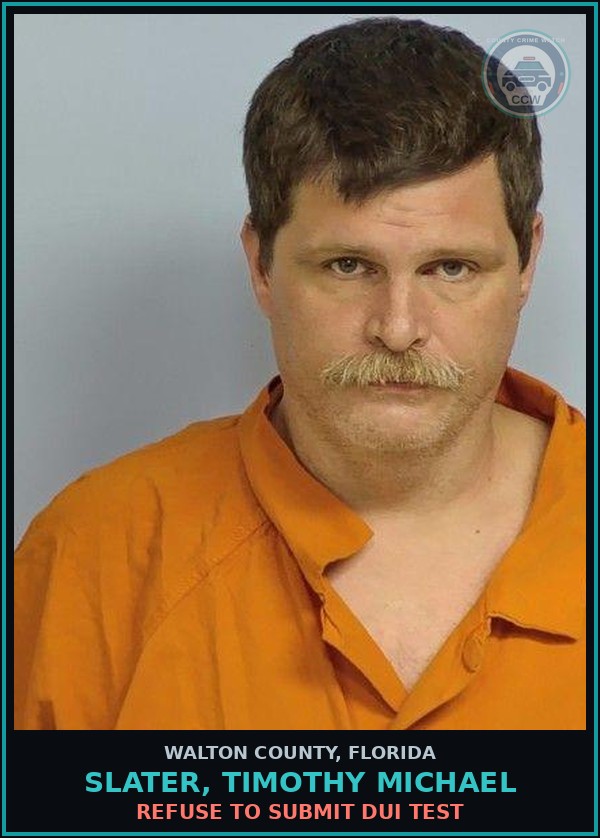 Booking mugshot of SLATER, TIMOTHY MICHAEL in Walton County