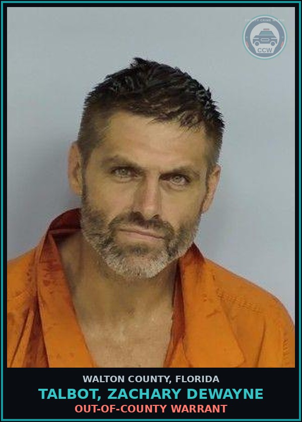 Booking mugshot of TALBOT, ZACHARY DEWAYNE in Walton County
