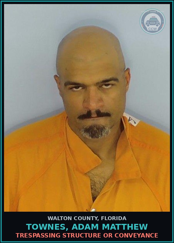 Booking mugshot of Townes, Adam Matthew in Walton County