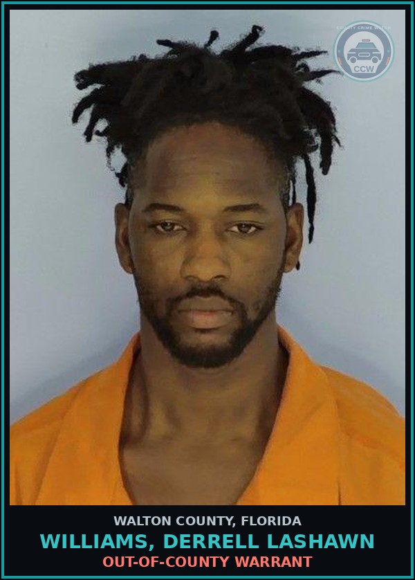 Booking mugshot of WILLIAMS, DERRELL LASHAWN in Walton County
